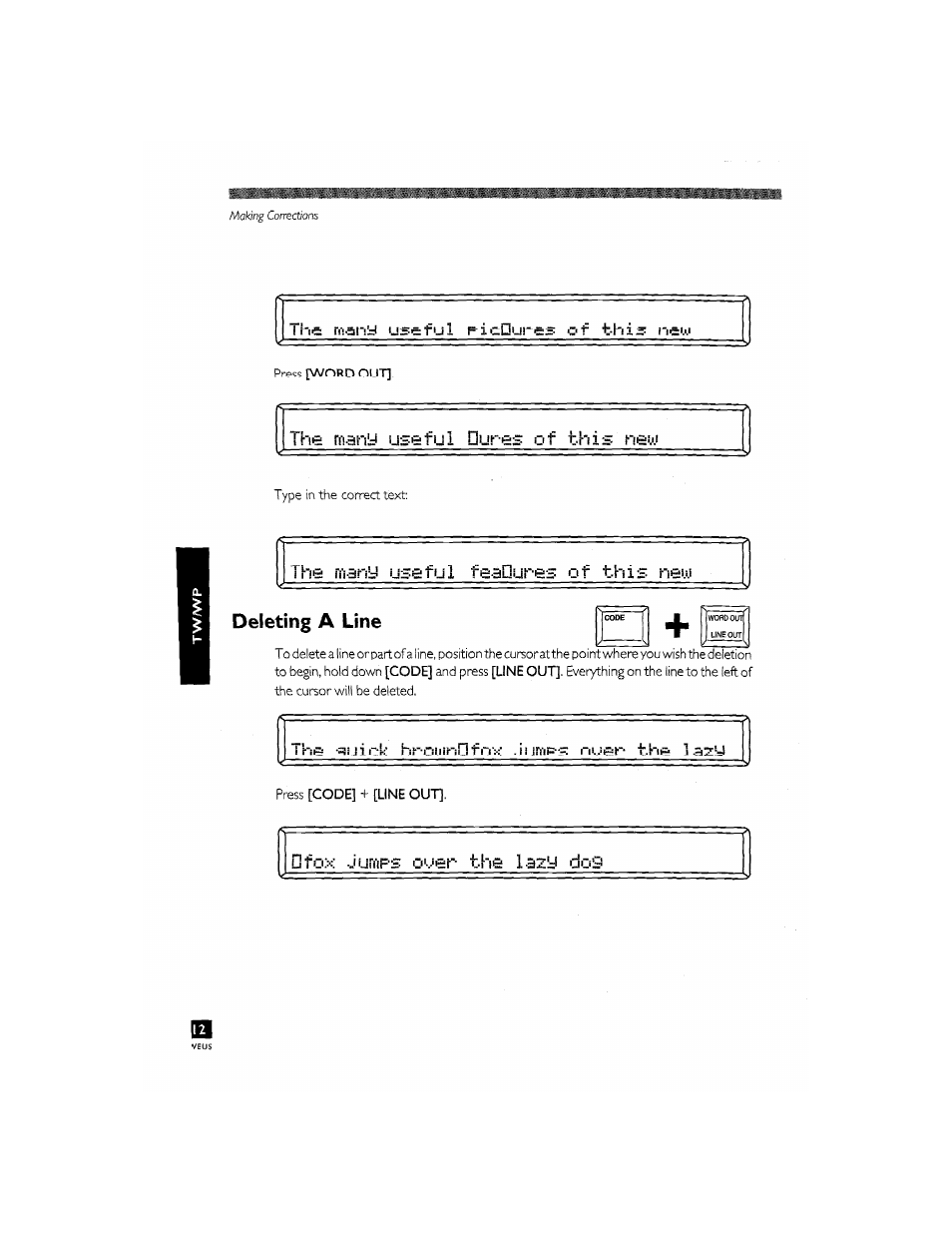 The many useful fsadures of this neu, Deleting a line, Ending a line -4 | The many useful p i cdures, Of this new, The many useful, Oures of th i new | Brother CM-2000 User Manual | Page 92 / 201