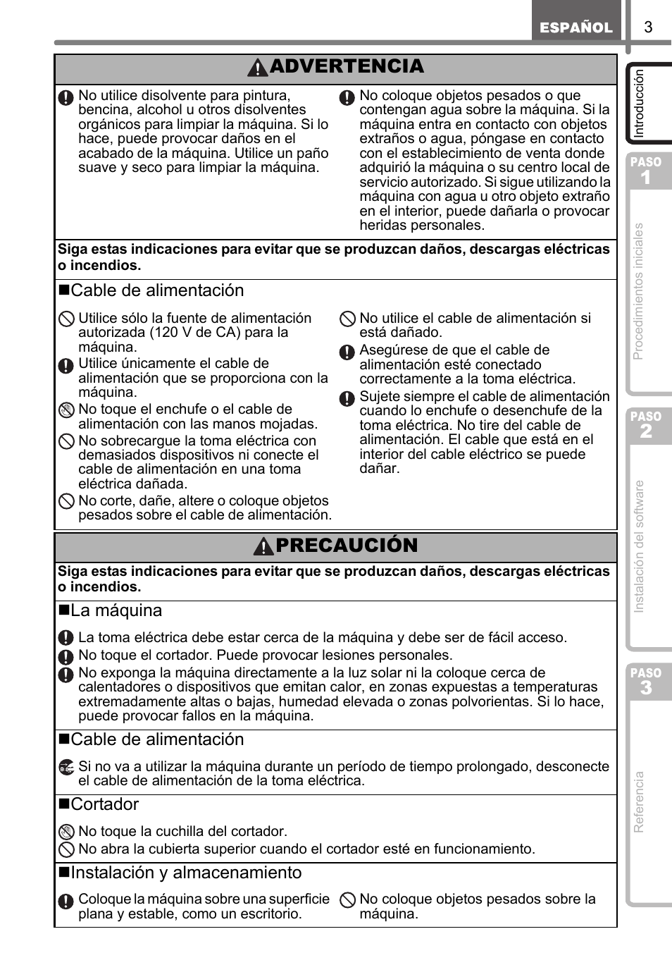 Precaución, Advertencia | Brother TD4100N User Manual | Page 47 / 80
