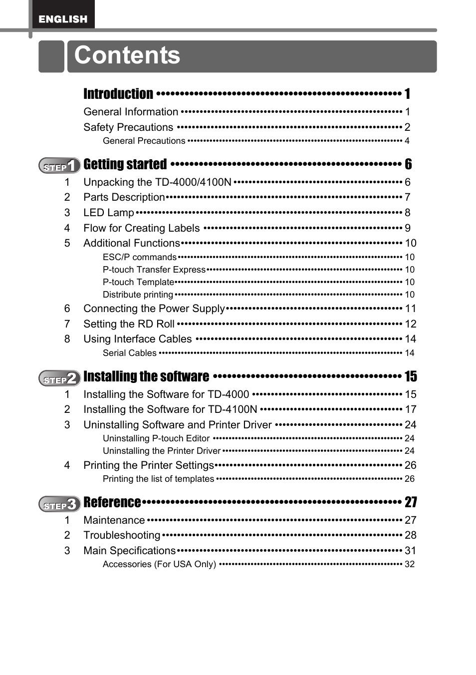 Brother TD4100N User Manual | Page 6 / 80