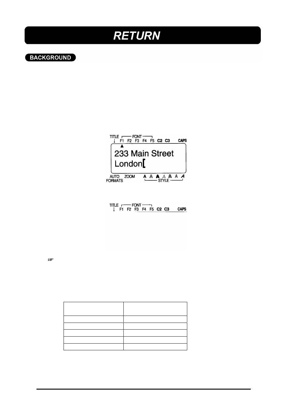Return | Brother 580C User Manual | Page 59 / 188