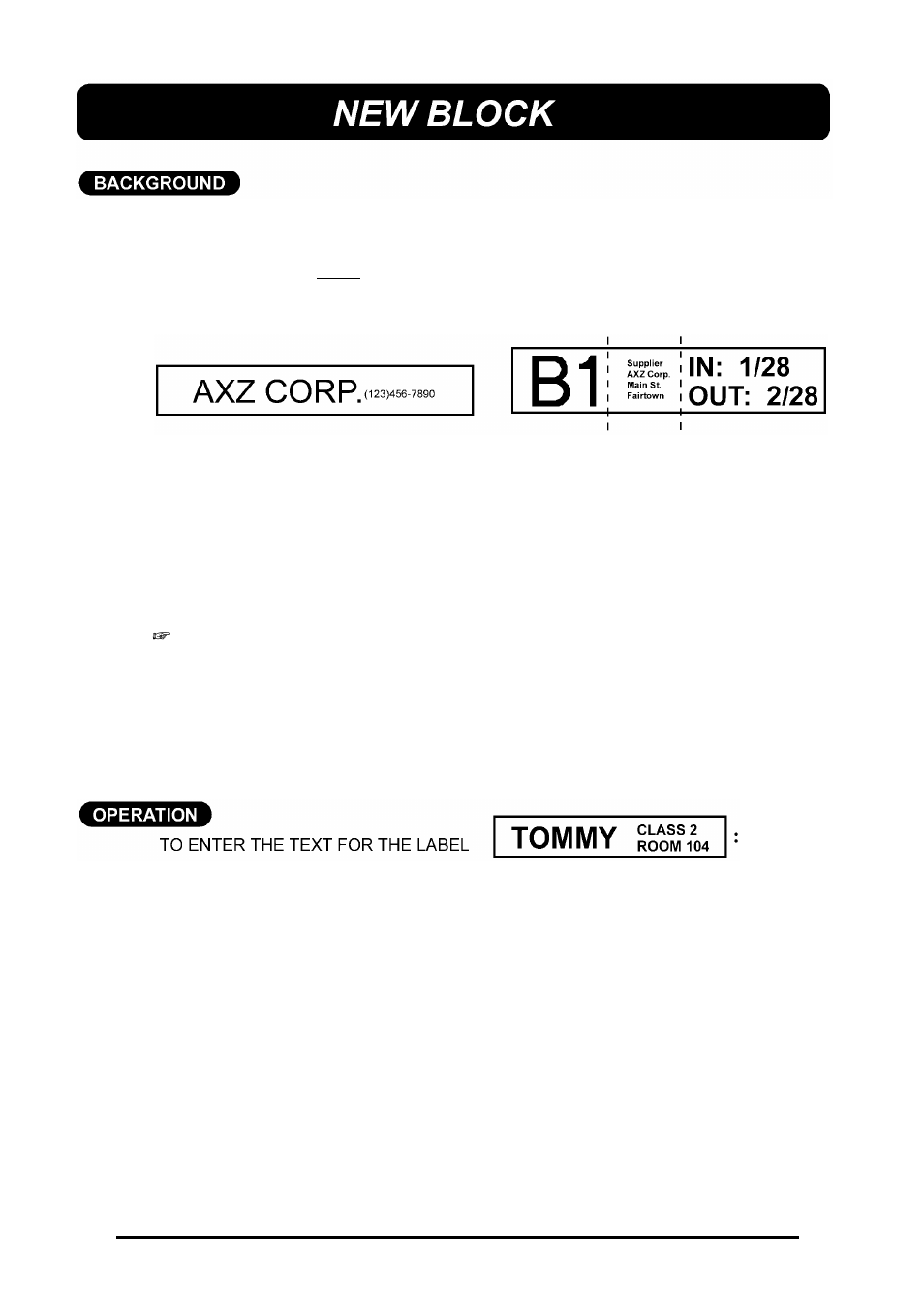 New block | Brother 580C User Manual | Page 61 / 188