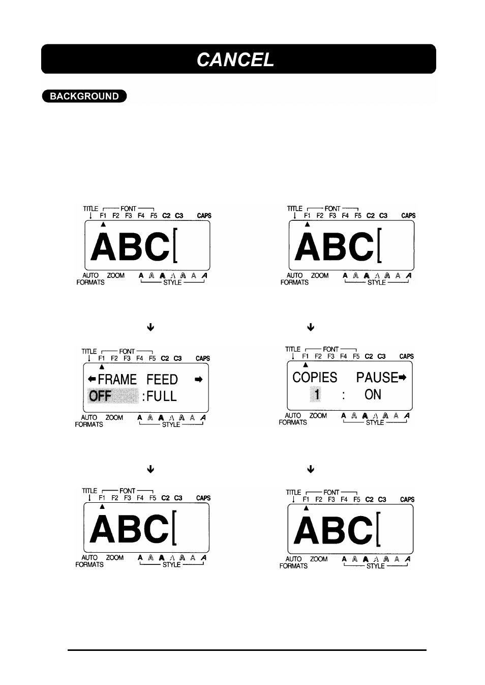 Cancel | Brother 580C User Manual | Page 64 / 188