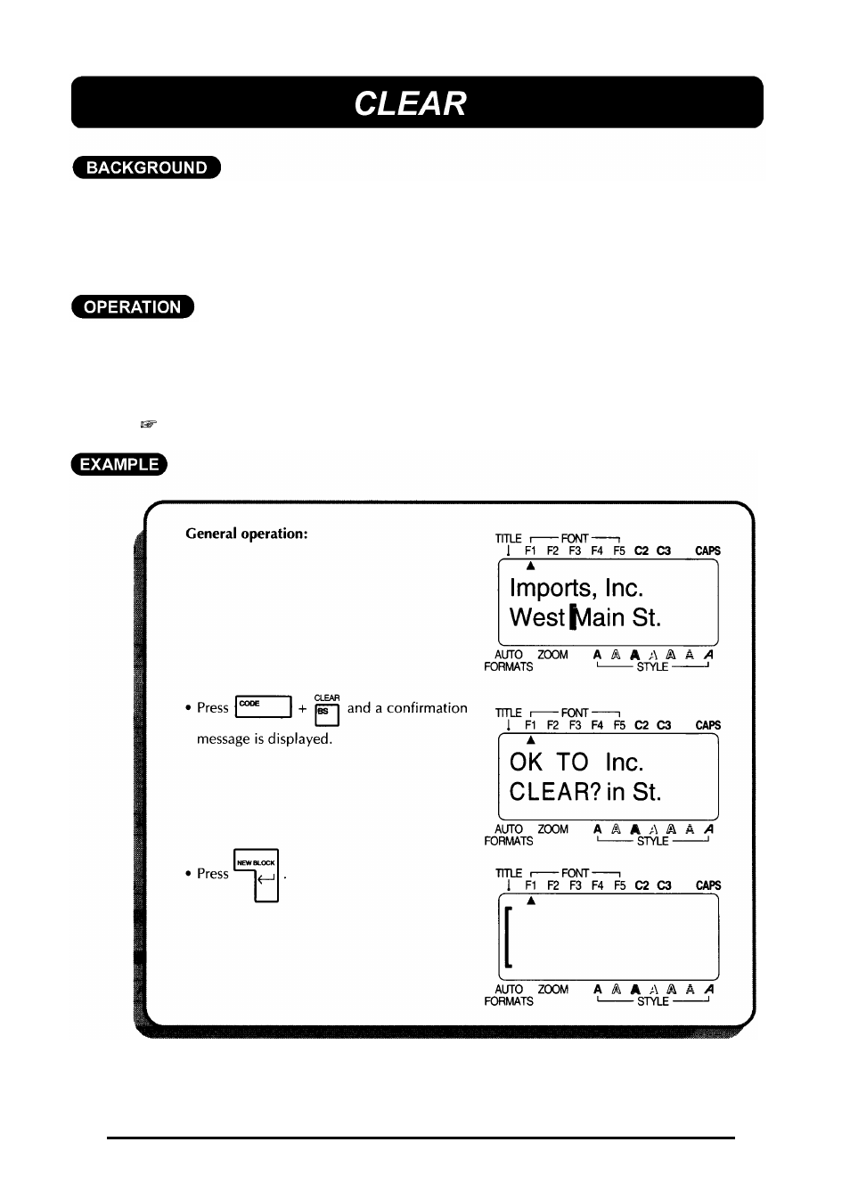Clear | Brother 580C User Manual | Page 69 / 188