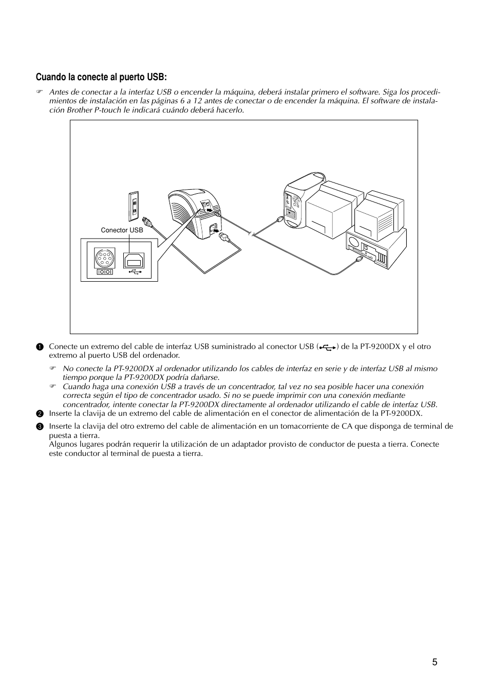 Cuando la conecte al puerto usb | Brother P-TOUCH PRO DX PT-9200DX User Manual | Page 49 / 80
