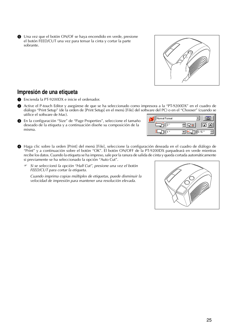 Impresión de una etiqueta | Brother P-TOUCH PRO DX PT-9200DX User Manual | Page 69 / 80