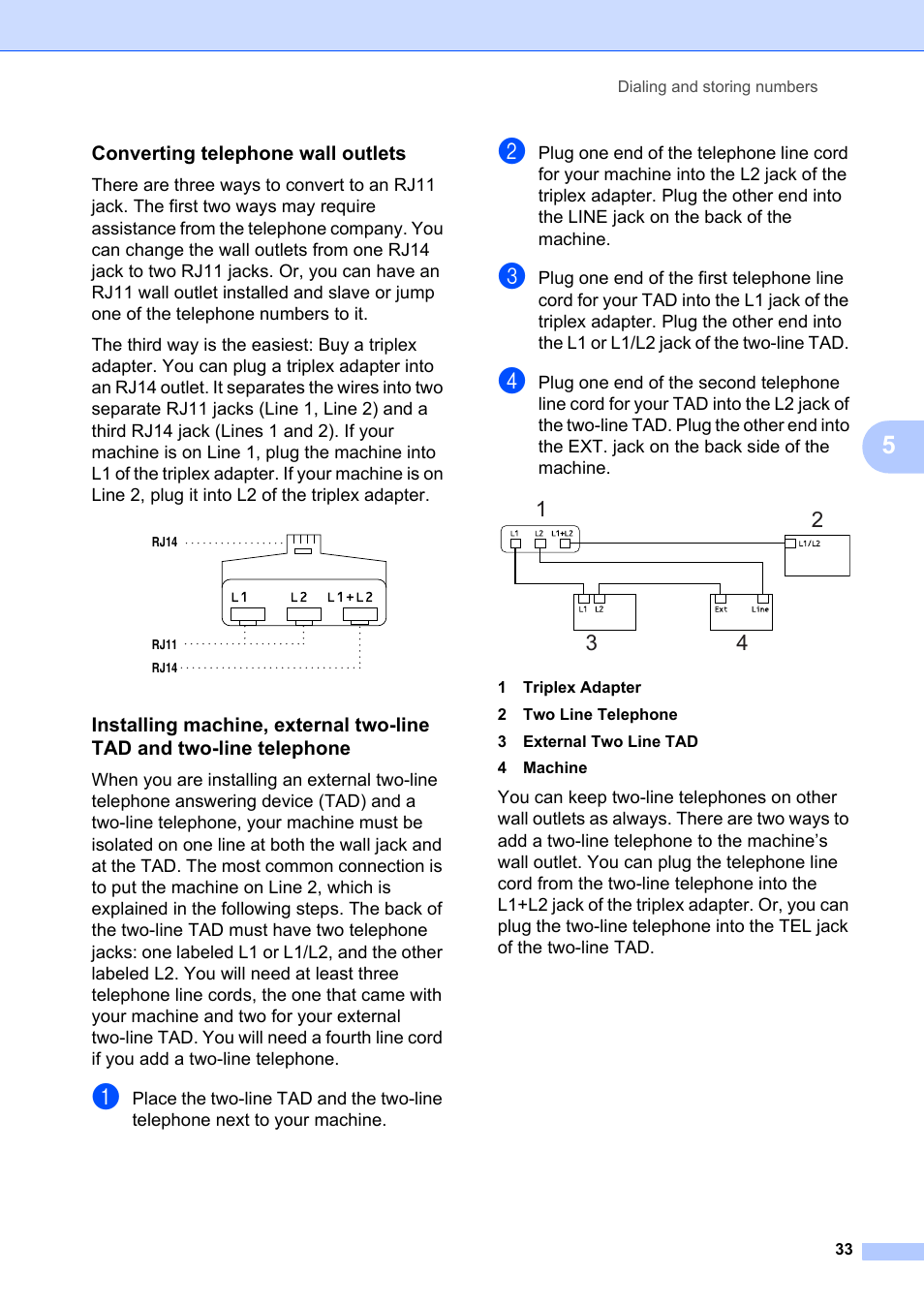 Converting telephone wall outlets | Brother FAX-2840 User Manual | Page 39 / 72