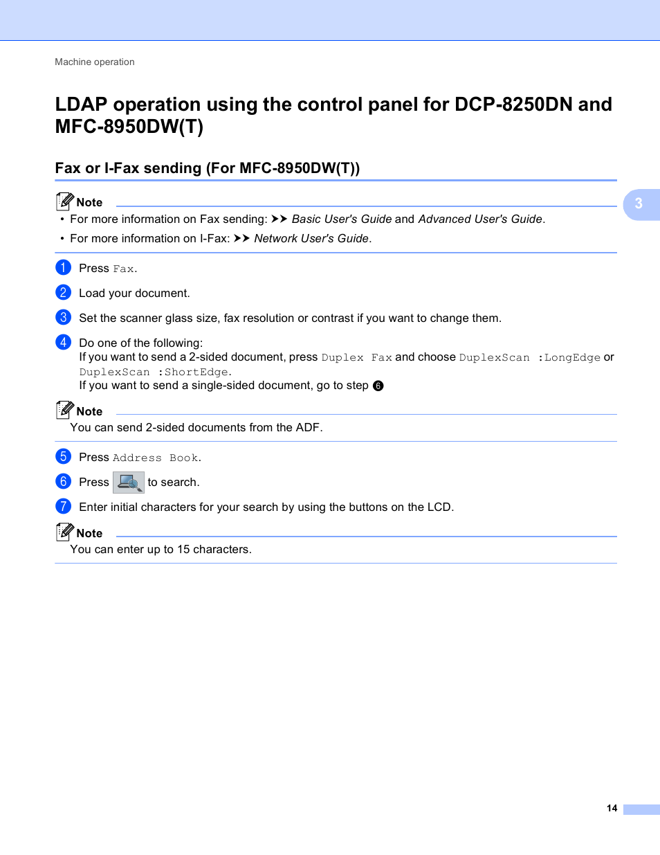 Fax or i-fax sending (for mfc-8950dw(t)) | Brother 8910DW User Manual | Page 17 / 31