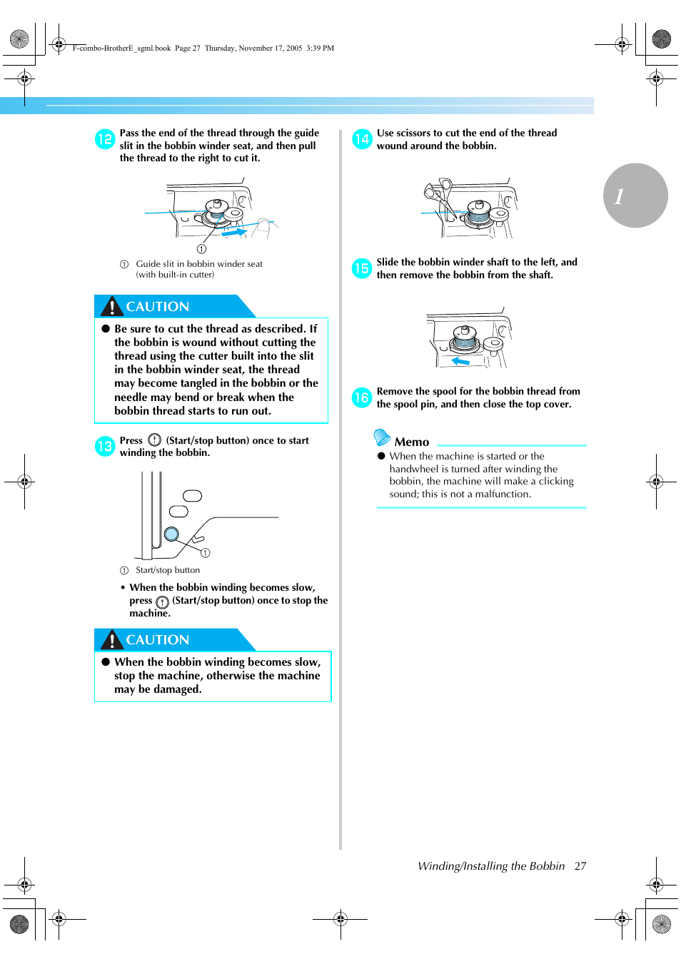 Caution | Brother Computerized Embroidery Machine User Manual | Page 28 / 86