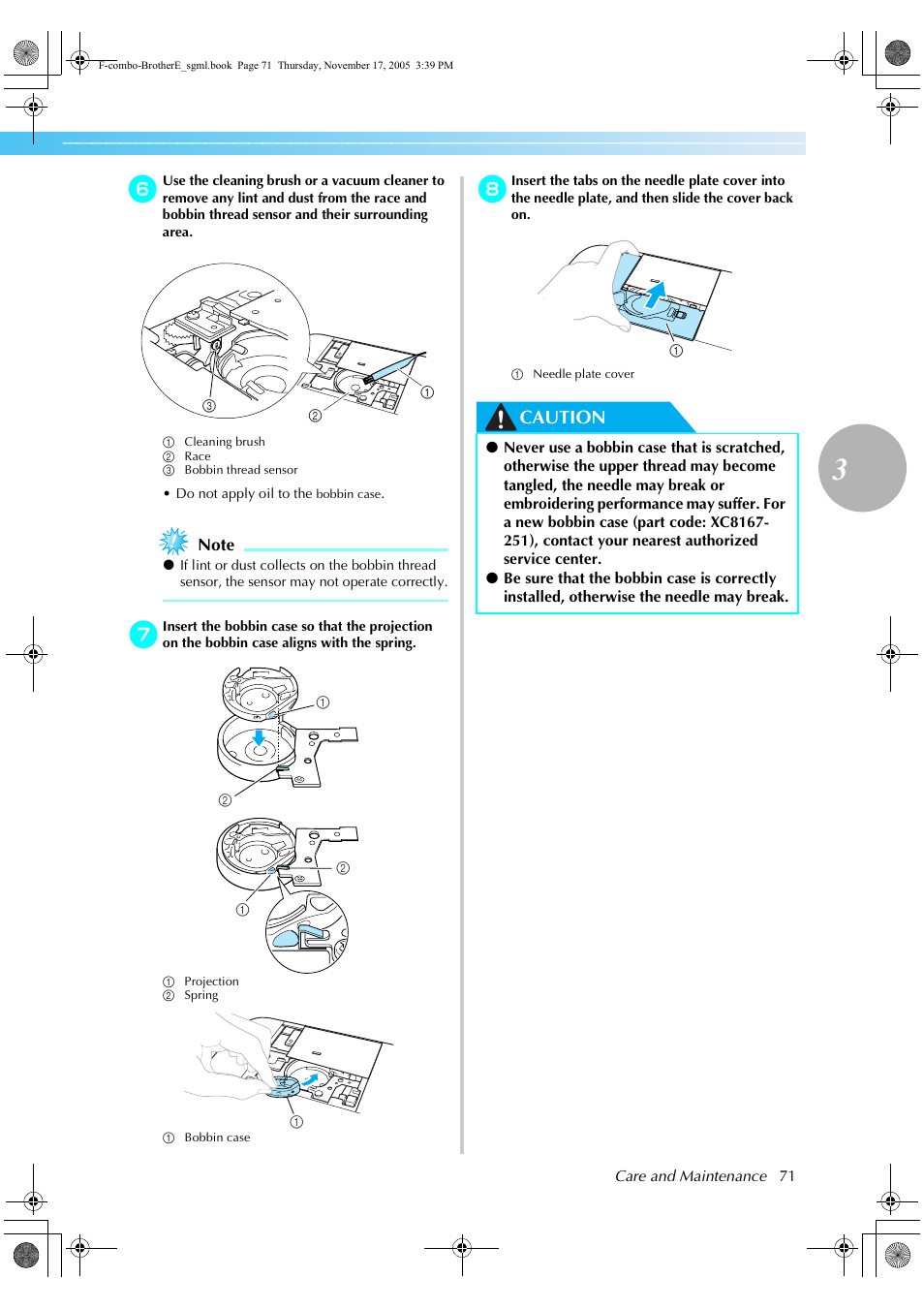 Caution | Brother Computerized Embroidery Machine User Manual | Page 72 / 86