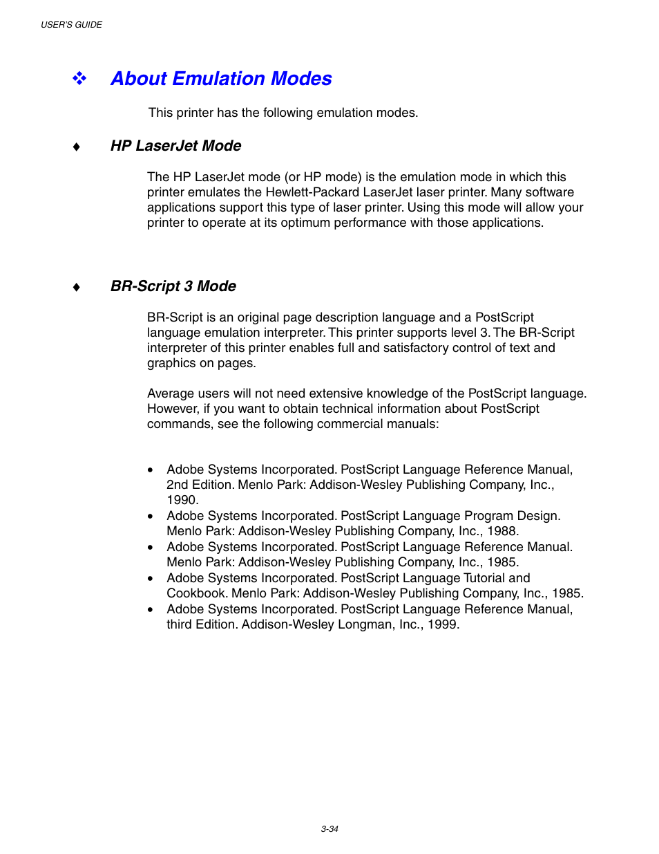 About emulation modes | Brother HL-1650/1670N User Manual | Page 114 / 235