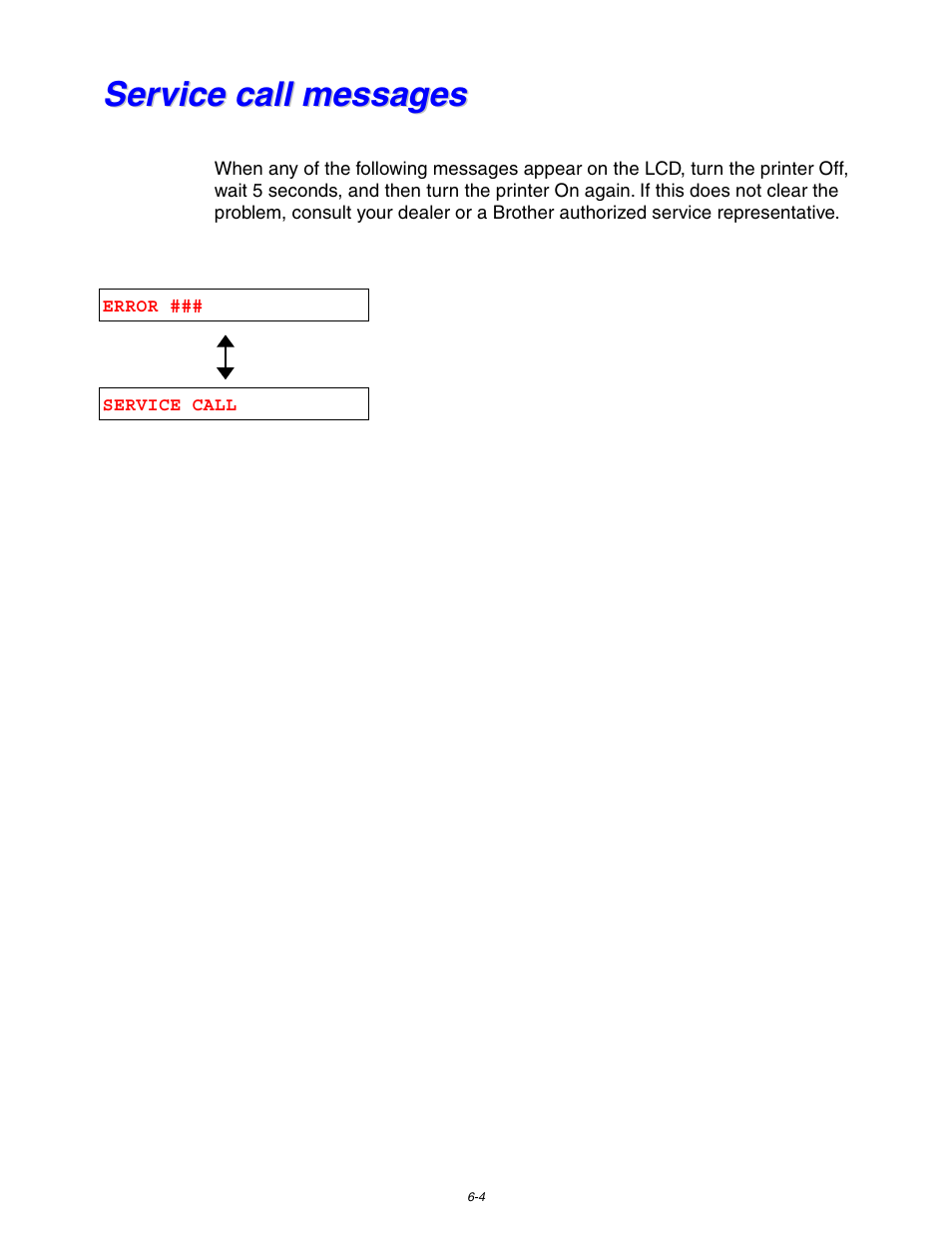 Service call messages, Service call messages -4 | Brother HL-1650/1670N User Manual | Page 170 / 235