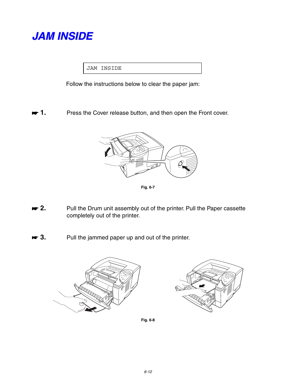 Jam inside, Jam inside -12 | Brother HL-1650/1670N User Manual | Page 178 / 235
