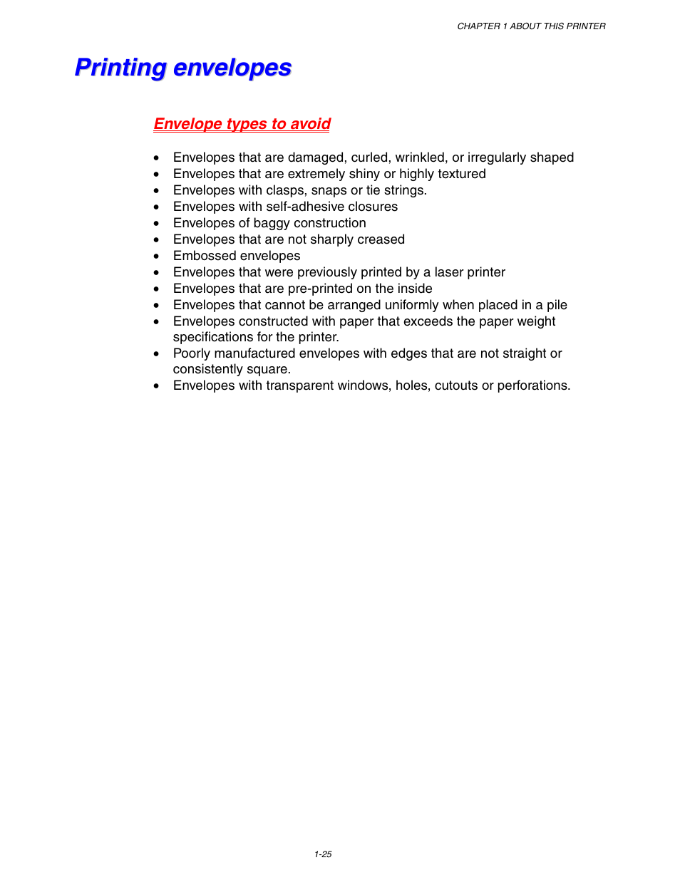 Printing envelopes, Printing envelopes -25 | Brother HL-1650/1670N User Manual | Page 35 / 235