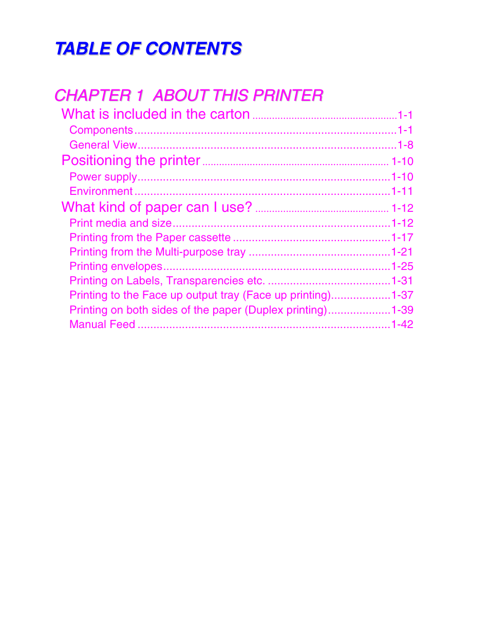Brother HL-1650/1670N User Manual | Page 5 / 235