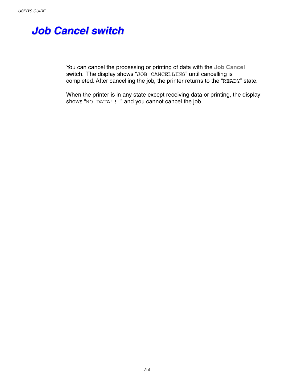 Job cancel switch, Job cancel switch -4 | Brother HL-1650/1670N User Manual | Page 84 / 235