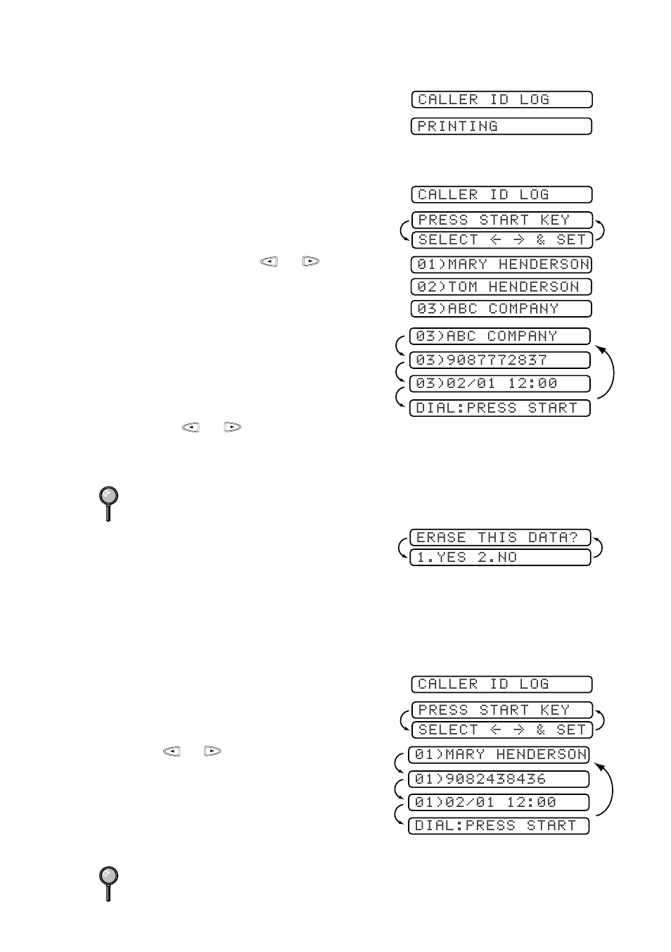 Printing the caller id log, Viewing the caller id log, Returning a call from the log | Brother FAX-222 User Manual | Page 61 / 99