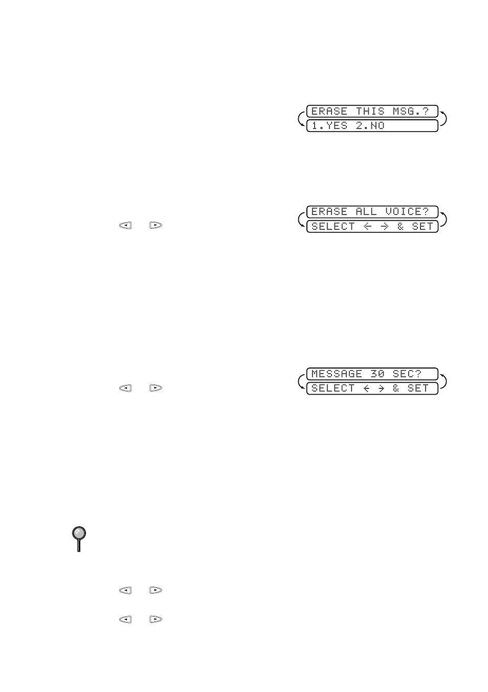 To erase voice messages individually, To erase messages all at once, Setting maximum time for incoming messages | Setting toll saver | Brother FAX-222 User Manual | Page 67 / 99