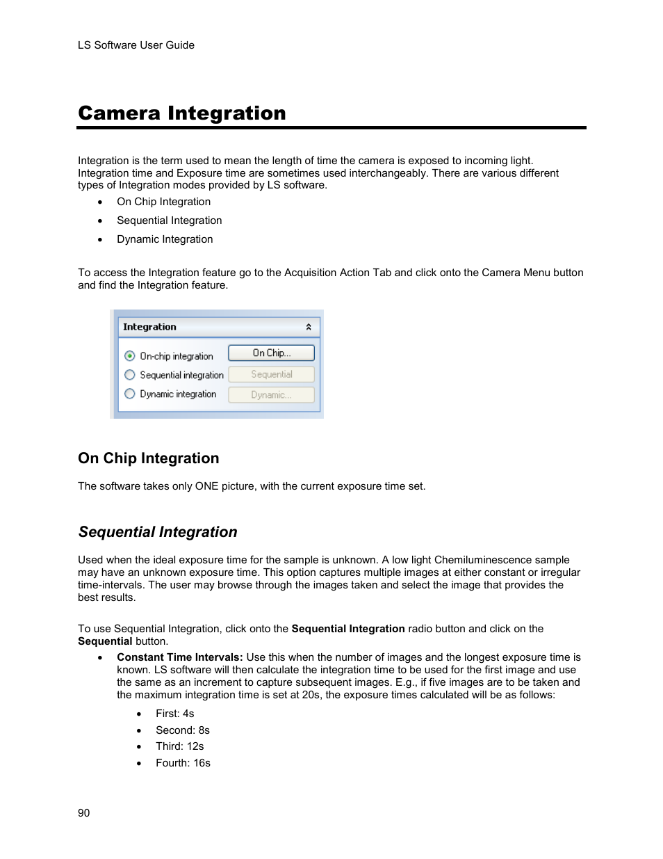 Camera integration, On chip integration, Sequential integration | UVP Life Science User Manual | Page 104 / 269