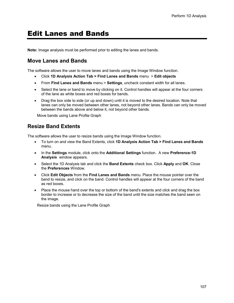 Edit lanes and bands, Move lanes and bands, Resize band extents | UVP Life Science User Manual | Page 121 / 269