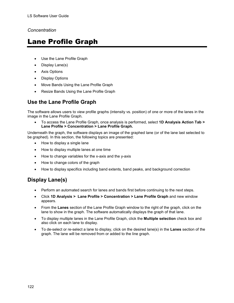 Lane profile graph, Use the lane profile graph, Display lane(s) | UVP Life Science User Manual | Page 136 / 269