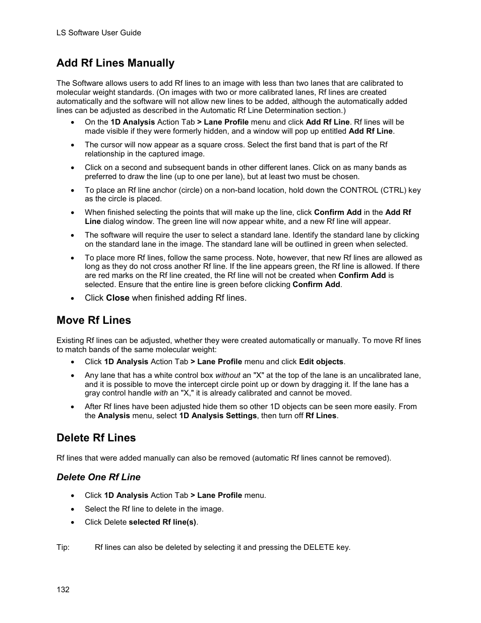 Add rf lines manually, Move rf lines, Delete rf lines | UVP Life Science User Manual | Page 146 / 269