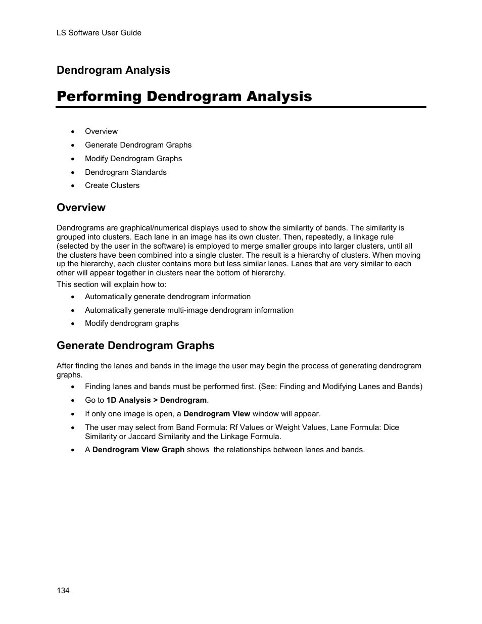 Performing dendrogram analysis, Dendrogram analysis, Overview | Generate dendrogram graphs | UVP Life Science User Manual | Page 148 / 269