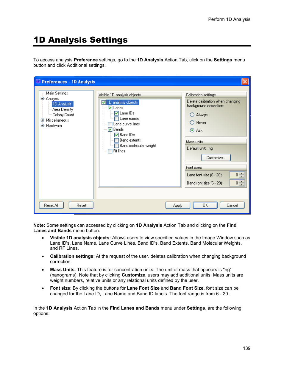 1d analysis settings | UVP Life Science User Manual | Page 153 / 269