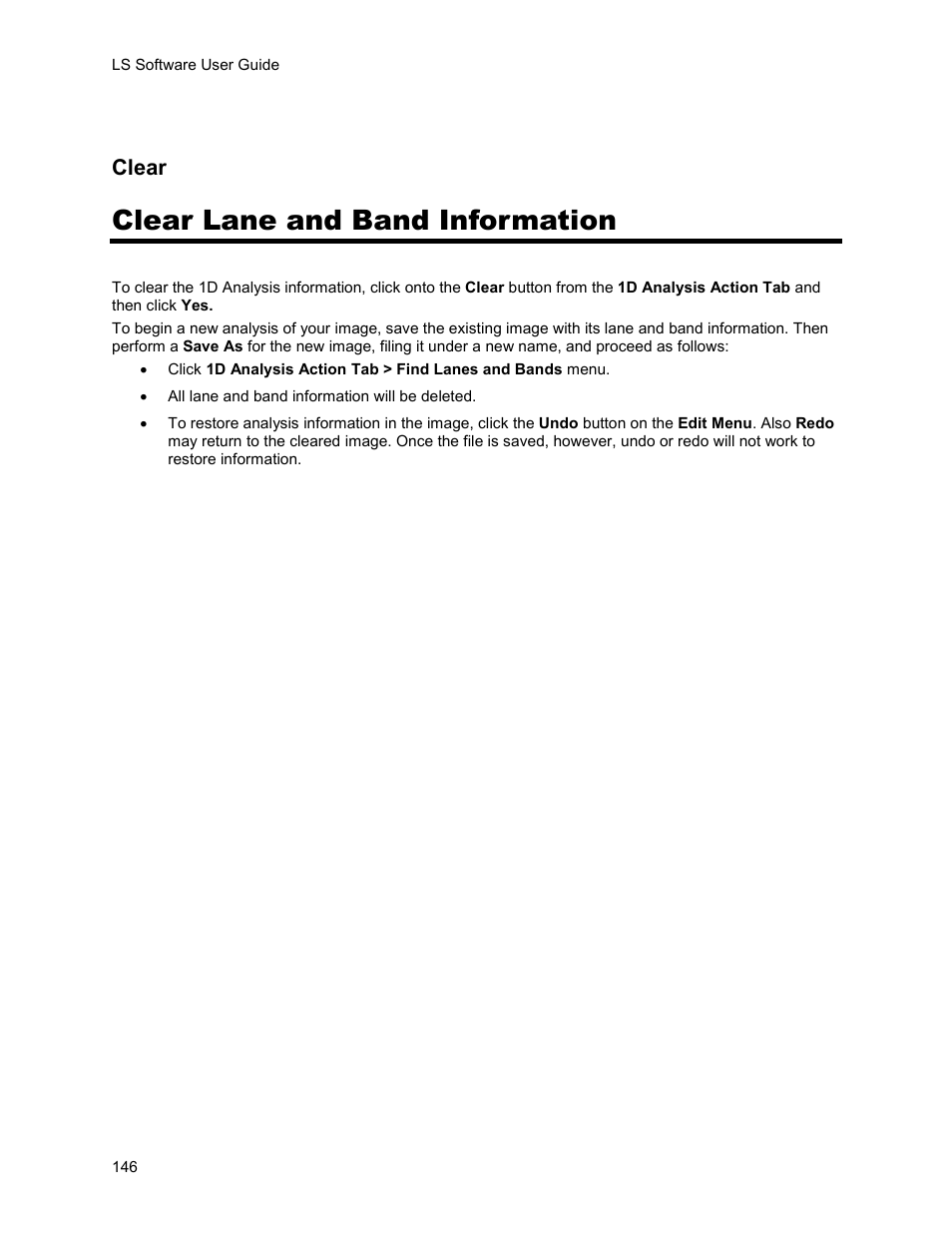 Clear lane and band information, Clear | UVP Life Science User Manual | Page 160 / 269