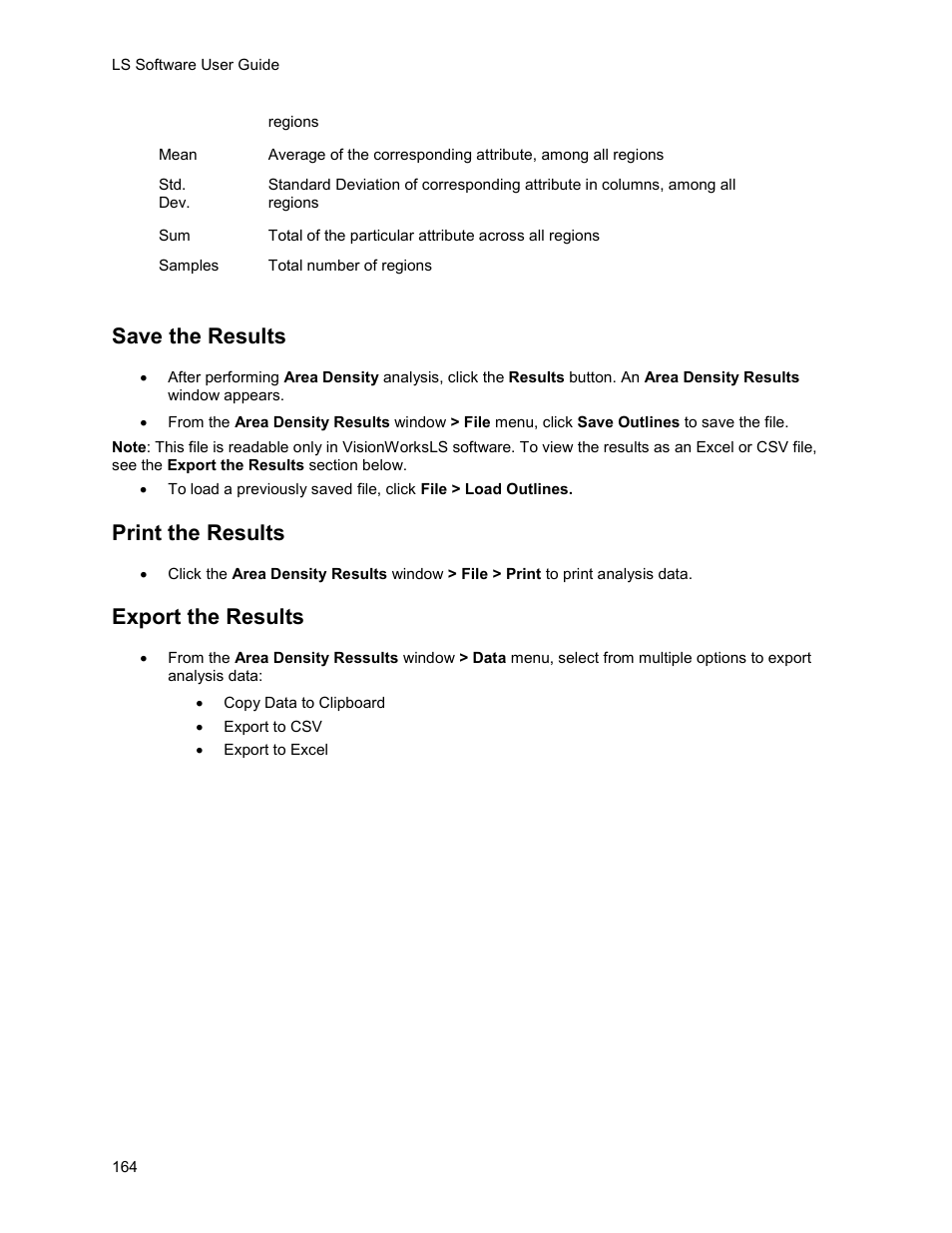 Save the results, Print the results, Export the results | UVP Life Science User Manual | Page 178 / 269