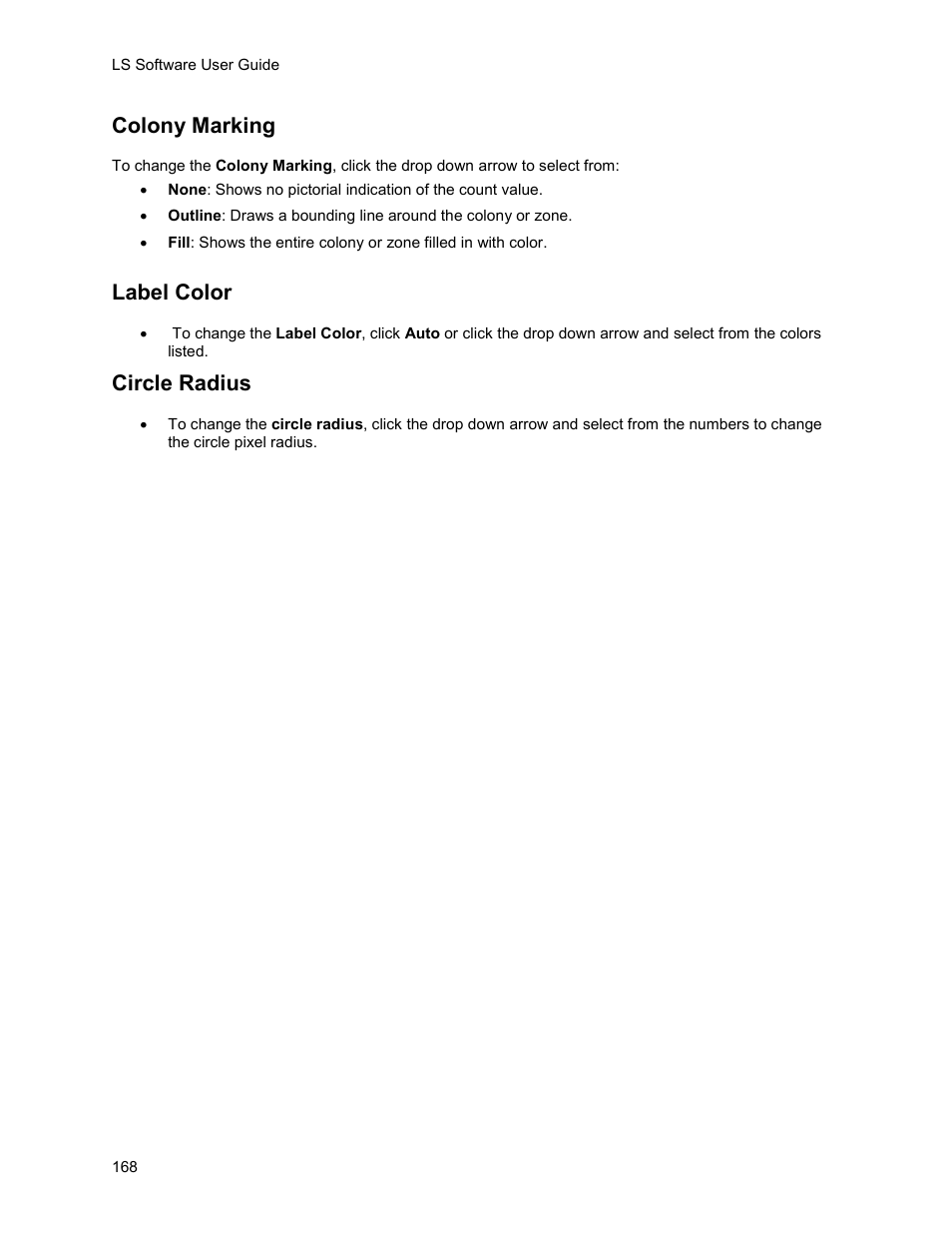 Colony marking, Label color, Circle radius | UVP Life Science User Manual | Page 182 / 269