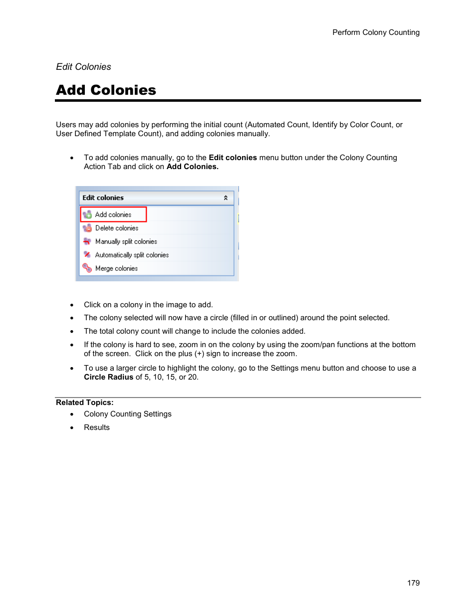 Add colonies | UVP Life Science User Manual | Page 193 / 269