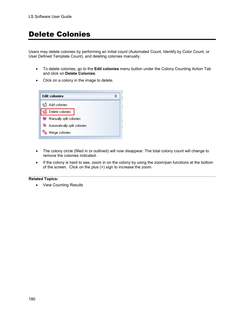 Delete colonies | UVP Life Science User Manual | Page 194 / 269