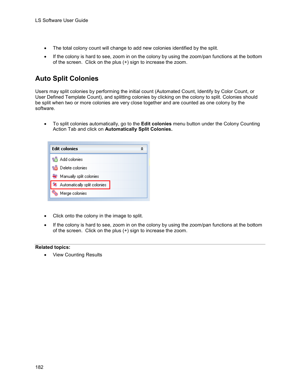 Auto split colonies | UVP Life Science User Manual | Page 196 / 269