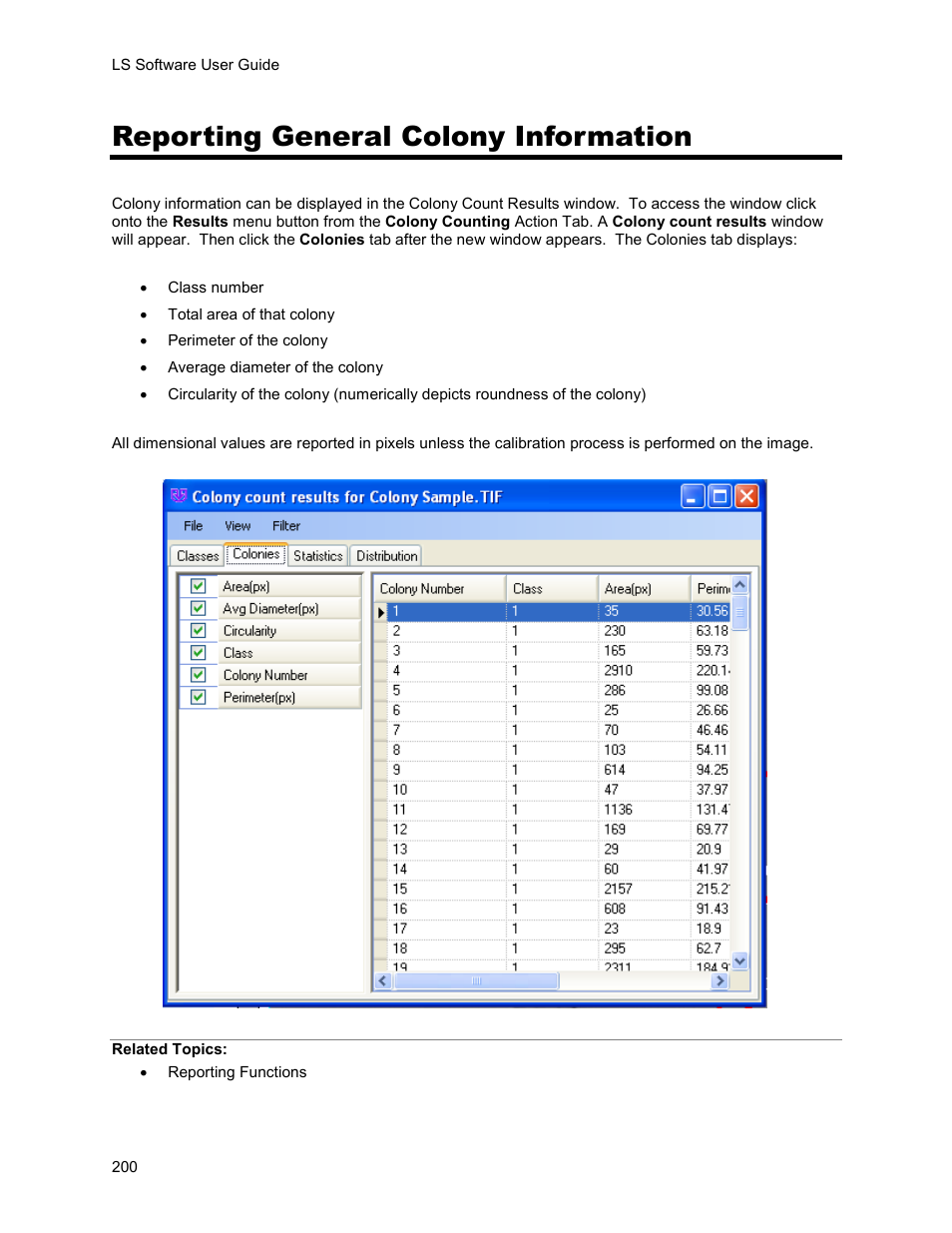 Reporting general colony information | UVP Life Science User Manual | Page 214 / 269