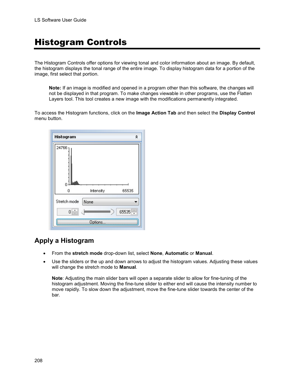 Histogram controls, Apply a histogram | UVP Life Science User Manual | Page 222 / 269