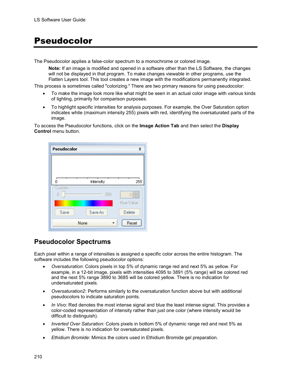 Pseudocolor, Pseudocolor spectrums | UVP Life Science User Manual | Page 224 / 269