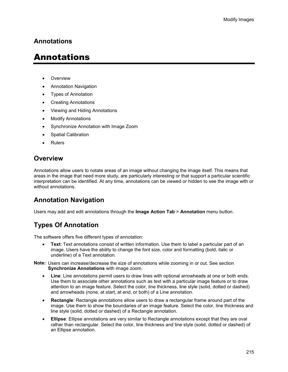 Annotations, Overview, Annotation navigation | Types of annotation | UVP Life Science User Manual | Page 229 / 269