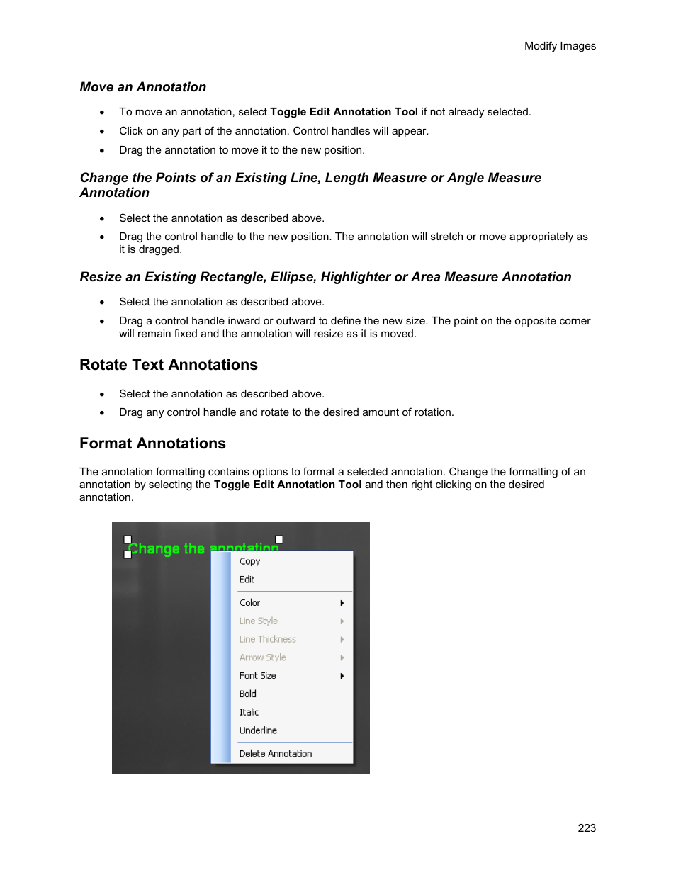 Rotate text annotations, Format annotations | UVP Life Science User Manual | Page 237 / 269