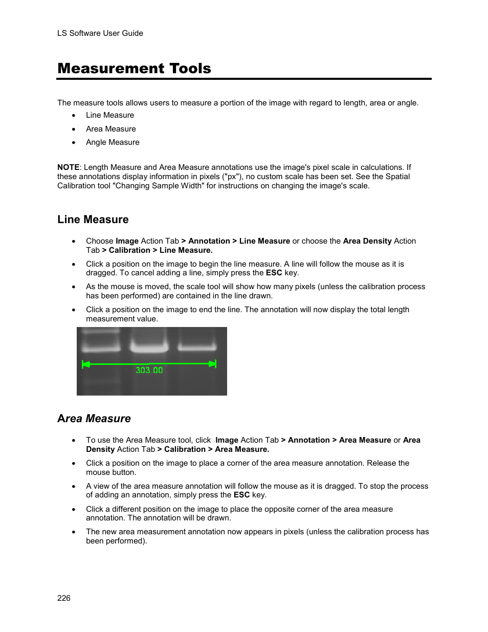 Measurement tools, Line measure, A rea measure | UVP Life Science User Manual | Page 240 / 269