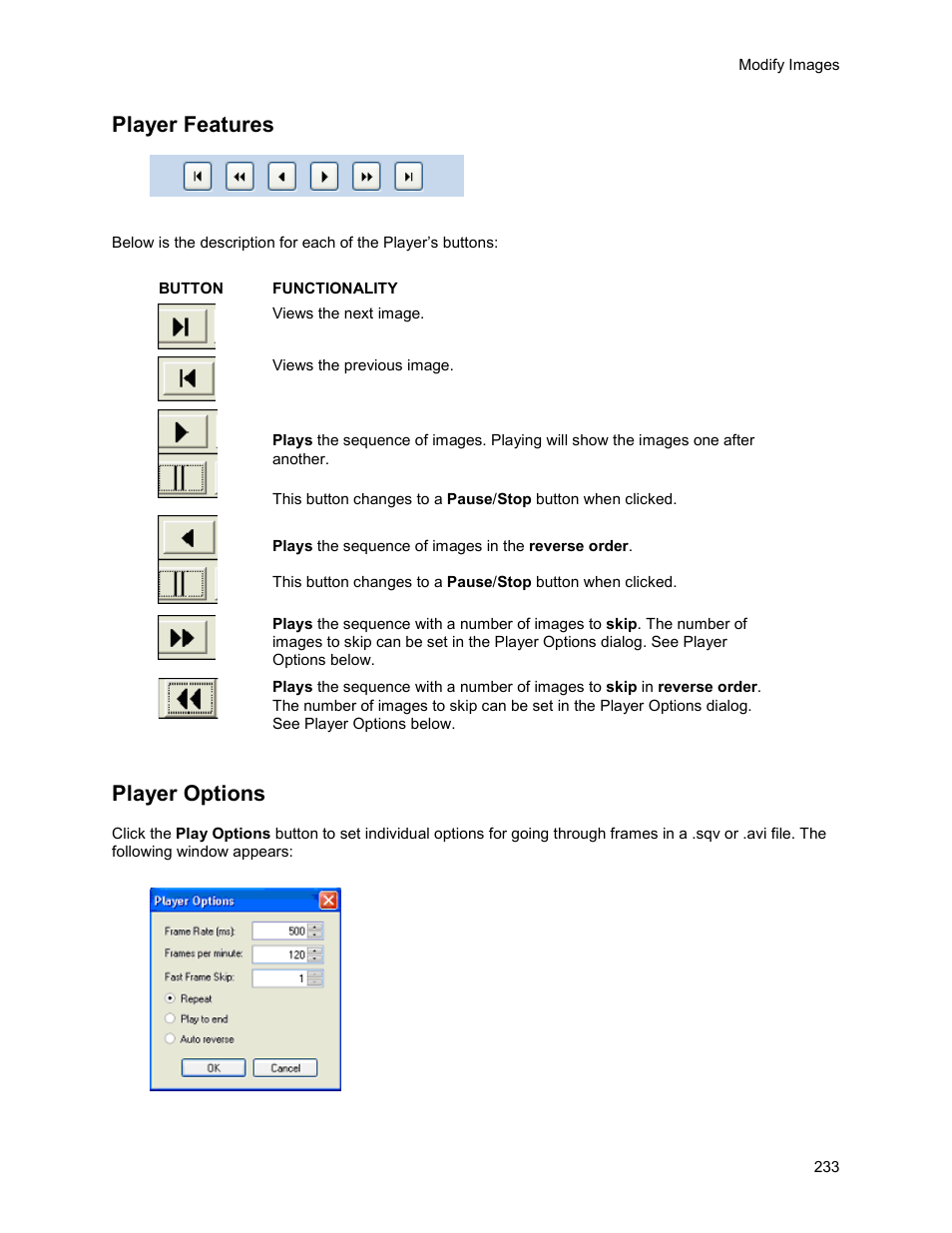 Player features, Player options | UVP Life Science User Manual | Page 247 / 269