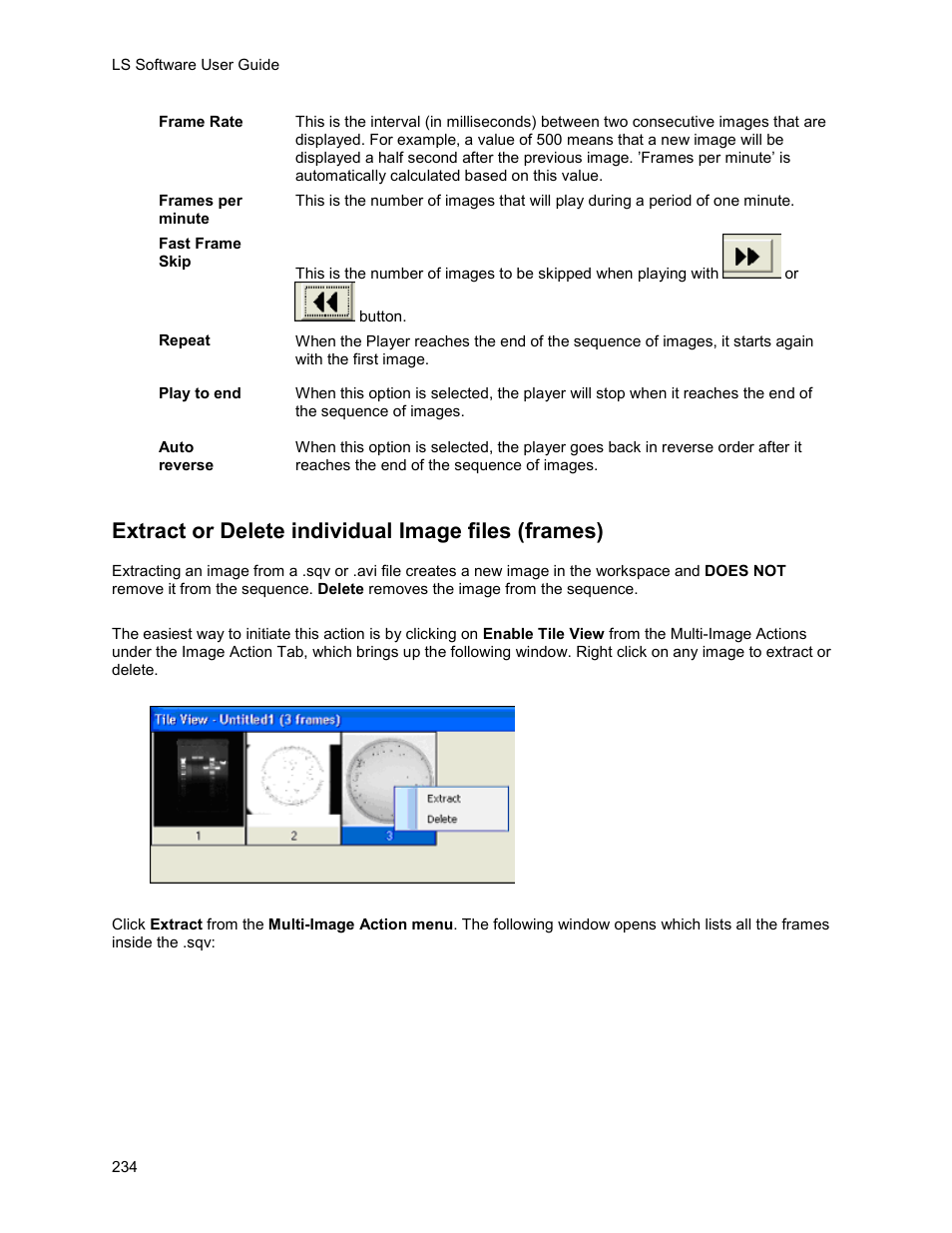 Extract or delete individual image files (frames) | UVP Life Science User Manual | Page 248 / 269