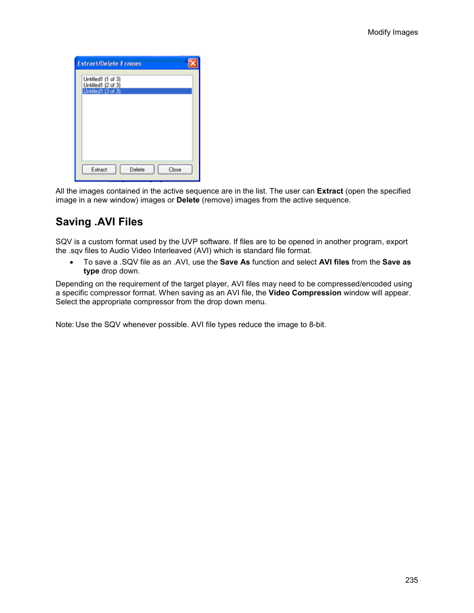 Saving .avi files | UVP Life Science User Manual | Page 249 / 269