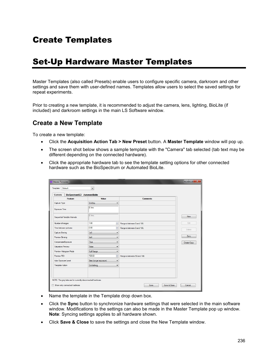 Create templates set-up hardware master templates, Create a new template | UVP Life Science User Manual | Page 250 / 269