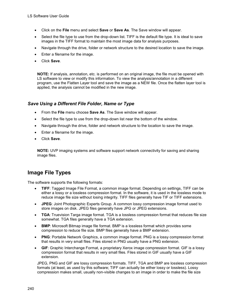 Image file types | UVP Life Science User Manual | Page 254 / 269