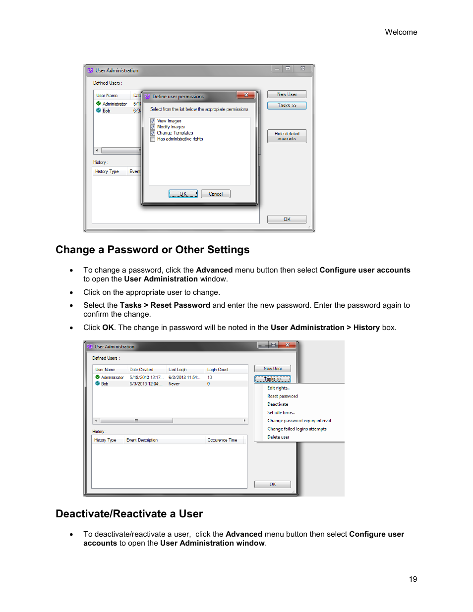 Change a password or other settings, Deactivate/reactivate a user | UVP Life Science User Manual | Page 33 / 269