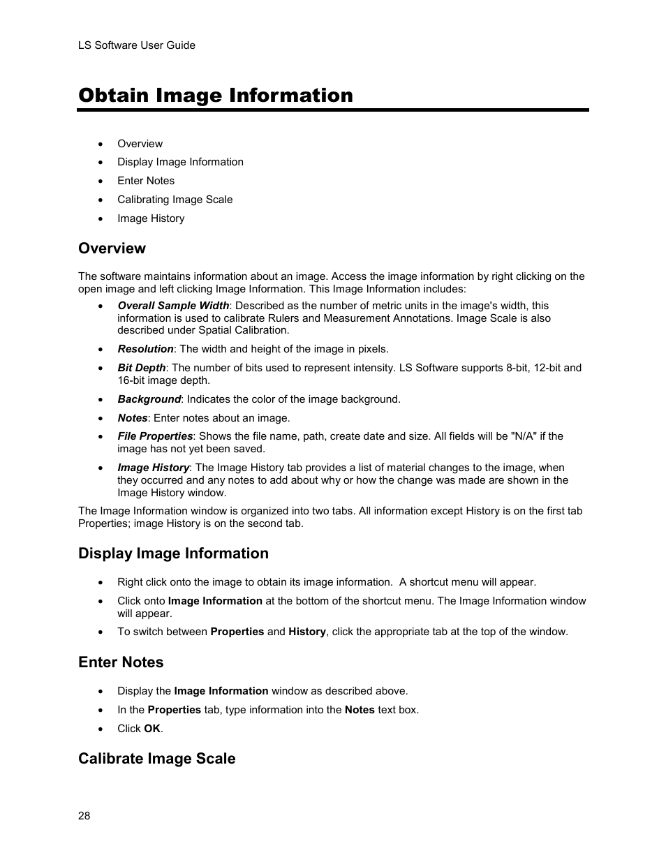 Obtain image information, Overview, Display image information | Calibrate image scale | UVP Life Science User Manual | Page 42 / 269