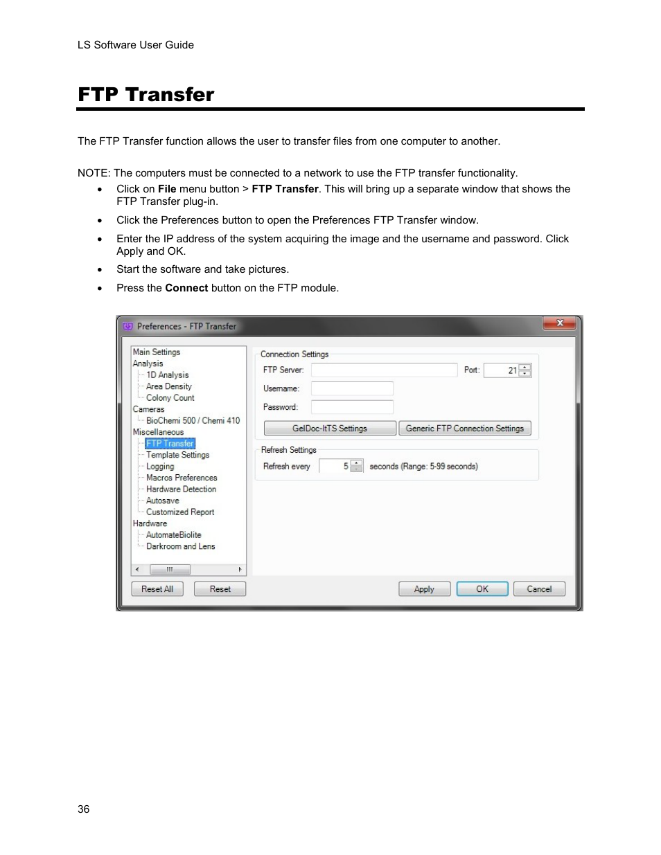 Ftp transfer | UVP Life Science User Manual | Page 50 / 269