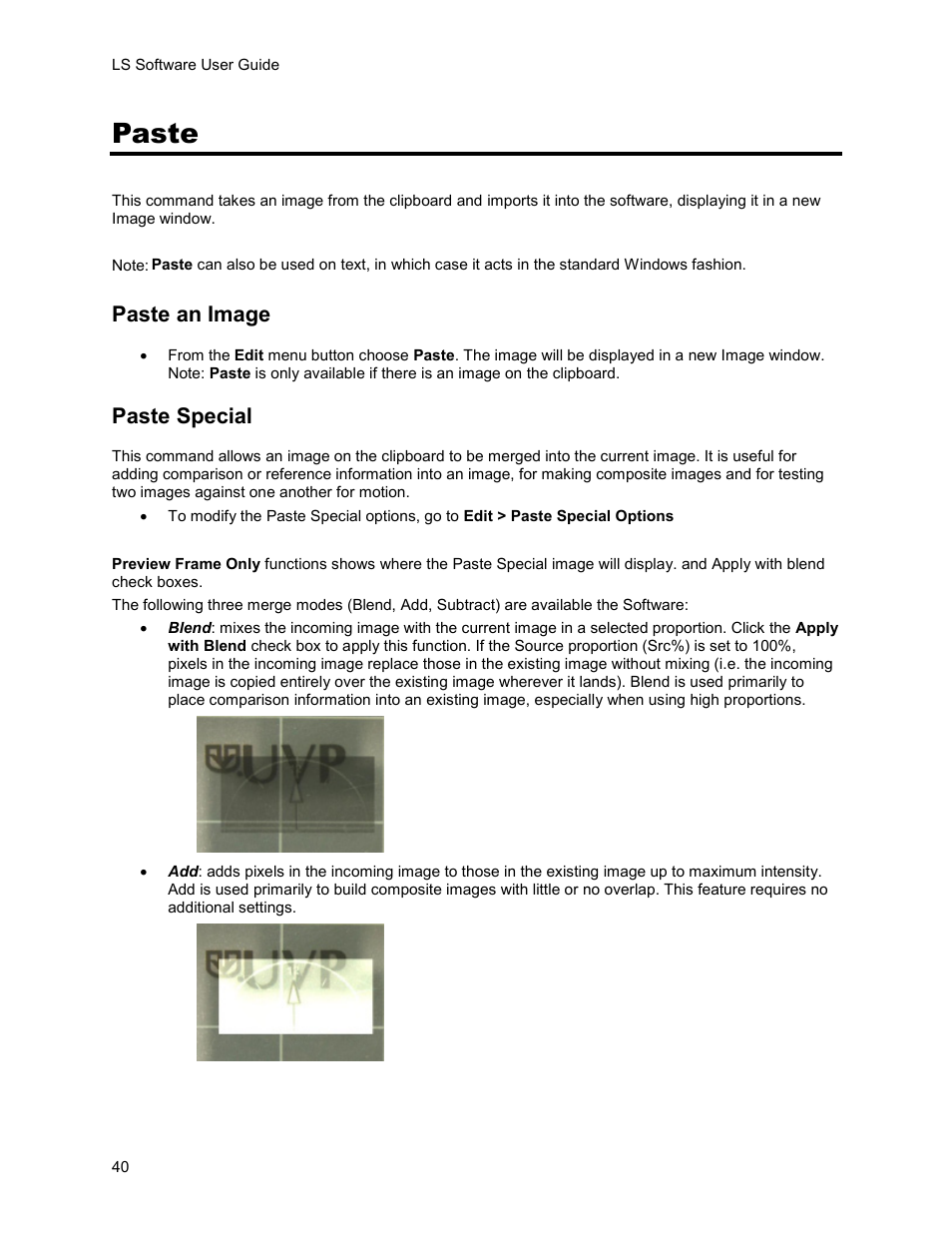 Paste, Paste an image, Paste special | UVP Life Science User Manual | Page 54 / 269