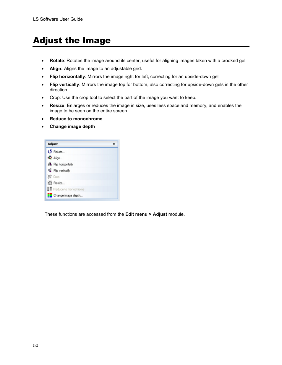 Adjust the image | UVP Life Science User Manual | Page 64 / 269