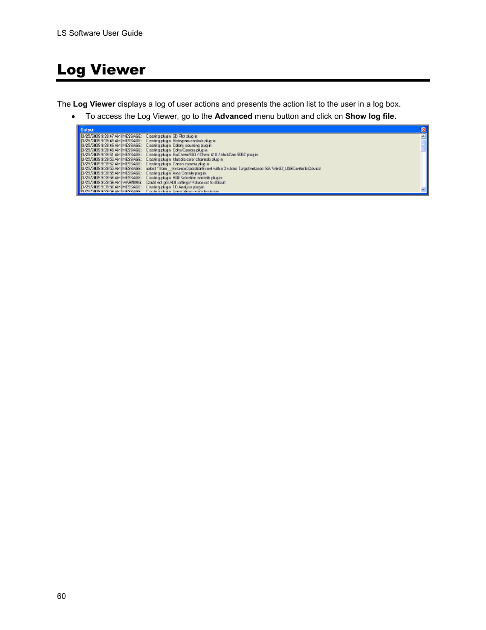 Log viewer | UVP Life Science User Manual | Page 74 / 269